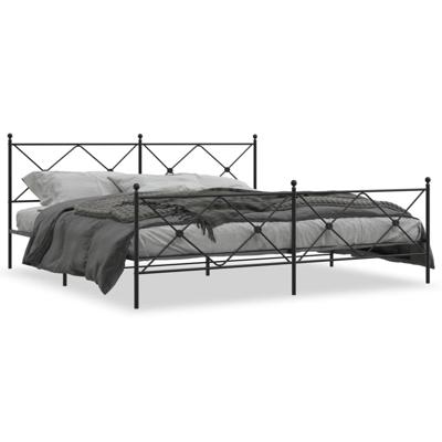 Bedframe met hoofd- en voeteneinde metaal zwart 193x203 cm