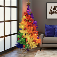 Regenboog Kerstboom 150cm - Inclusief Metalen Basis - Kleurrijke PVC Boom - thumbnail