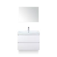 Maxx XL Badmeubelset 80 cm - Wit Hoogglans - Wastafel Just 1 kraangat - met Spiegel - thumbnail