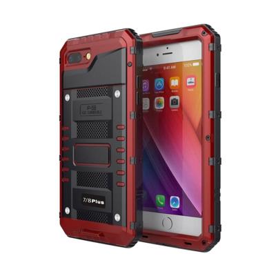 Waterdichte stofdichte schokbestendige zink legering + siliconen case voor iPhone 8 plus & 7 Plus (rood)