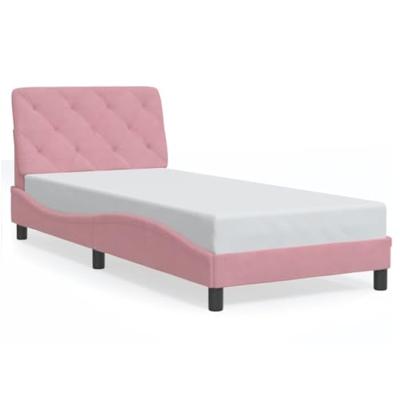 Bedframe met LED-verlichting fluweel roze 80x200 cm