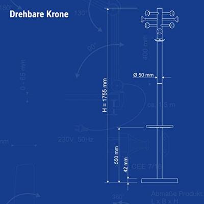 Maul Staande kapstok 9406090 MAULgrando Aantal haken: 16 (Ø x h) 36.5 cm x 175 cm Staal Zwart 1 stuk(s)