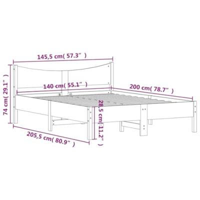 Bedframe zonder matras massief grenenhout wasbruin 140x200 cm