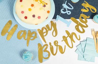 Taart Topper Birthday Boy Gold