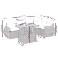 6-delige Loungeset met kussens poly rattan grijs - thumbnail