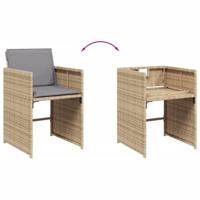 Tuinstoelen 4 st met kussens poly rattan gemengd beige - thumbnail