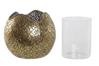 Kaarshouder Home ESPRIT Gouden Metaal Kristal 13,5 x 13,5 x 11,5 cm - thumbnail