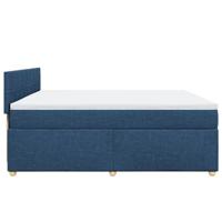 Boxspring met matras stof blauw 200x200 cm - thumbnail