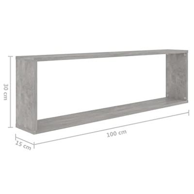 VidaXL Wandschappen kubus 4 st 100x15x30 cm bewerkt hout betongrijs