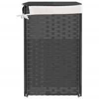 VidaXL Wasmand met 2 vakken 53x35x57 cm poly rattan grijs - thumbnail