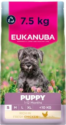 Eukanuba Puppyvoer met verse kip voor kleine rassen, premium droogvoer voor junior honden, 7,5 kg