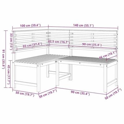 Tuinbankset 3 pcs Bruin Massief acaciahout