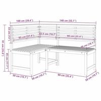 Tuinbankset 3 pcs Bruin Massief acaciahout - thumbnail