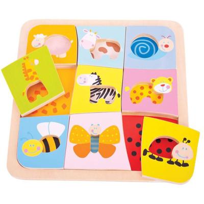 Bigjigs houten dieren patronen puzzel, 9st.