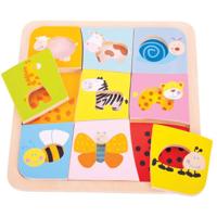 Bigjigs houten dieren patronen puzzel, 9st. - thumbnail