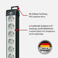 Brennenstuhl 1951560100 Stekkerdoos met schakelaar 6-voudig Zwart, Wit Randaarde stekker 1 stuk(s) - thumbnail