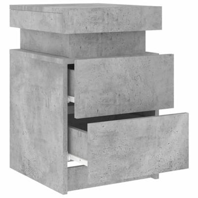 Nachtkastjes met LED-verlichting 2 st 35x39x55 cm betongrijs