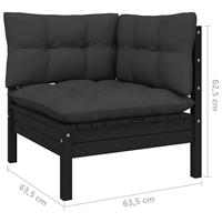 5-delige Loungeset met antracietkleurige kussens grenenhout - thumbnail