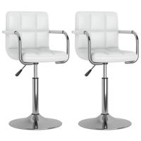 Eetkamerstoelen draaibaar 2 st kunstleer wit - thumbnail