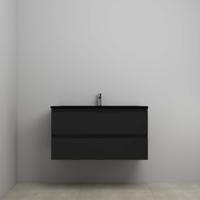 On-Line Onderkast - 100 cm - Voorgemonteerd - Ladestructuur - Acryl Wastafel - 1 Kraangat - Mat Zwart - thumbnail