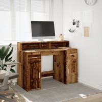 Bureau met LED-verlichting 120x55x91 cm bewerkt hout oud hout - thumbnail
