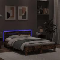 Bedframe met hoofdeinde en LED gerookt eikenkleurig 120x200 cm - thumbnail