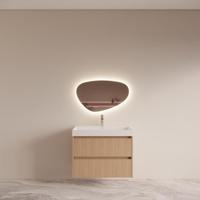 Badmeubelset BWS Riga Met Lako Wastafel Wit 80 cm Licht Eiken Japandi - thumbnail