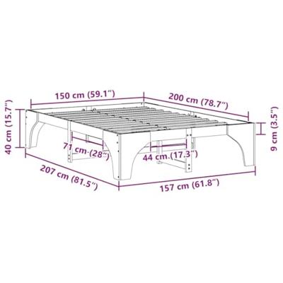 Bedframe met opslag Bruin 150 x 200 cm Massief grenenhout Bedframe met opslag Bruin 150 x 200 cm Massief grenenhout