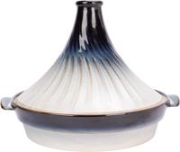 Aardewerken tajine - Gezellig & Trendy - Geschikt voor alle kookplaten behalve inductie - Ø 31,7 cm - Wit / Blauw - thumbnail