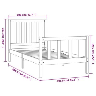 Bedframe zonder matras massief grenenhout 100x200 cm
