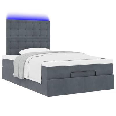 Ottoman bed met matrassen en LED's 80x200cm fluweel donkergrijs