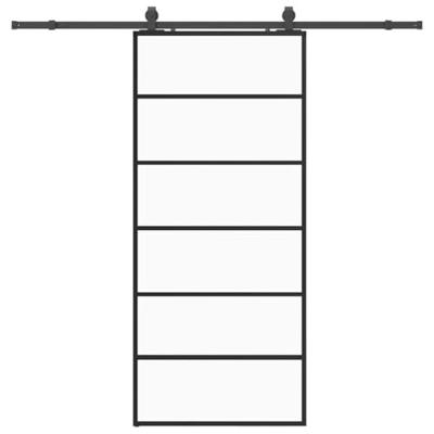 Schuifdeur met beslagset 90x205 cm ESG glas zwart