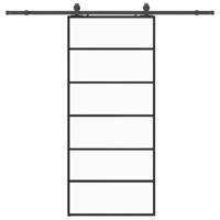 Schuifdeur met beslagset 90x205 cm ESG glas zwart - thumbnail