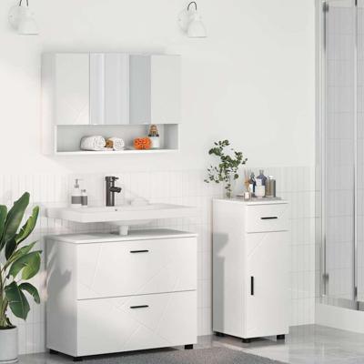 Badkamermeubelset 3 pcs Wit 76,5 x 35 x 64 cm Bewerkt hout