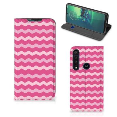 Motorola G8 Plus | Hoesje met Magneet | Waves Pink