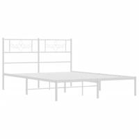 Bedframe met hoofdbord metaal wit 120x200 cm - thumbnail
