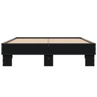 Bedframe bewerkt hout metaal zwart 120x200 cm - thumbnail