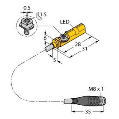 Turck Magneetveldsensor Magnetisch M8 Voor T-groef PNP BIM-UNT-AP7X-0,3-PSG3S Turck Magneetveldsensor Magnetisch M8 Voor T-groef PNP BIM-UNT-AP7X-0,3-PSG3S