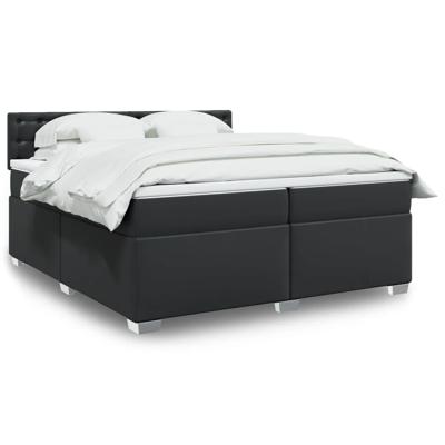 Boxspring met matras kunstleer zwart 200x200 cm