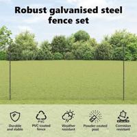 VidaXL Hek met paal grijs 1,6 x 25 m staal en pvc - thumbnail