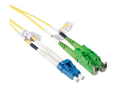 ACT 3 meter LSZH Singlemode 9/125 OS2 glasvezel patchkabel duplex met E2000/APC en LC/UPC connector ACT 3 meter LSZH Singlemode 9/125 OS2 glasvezel patchkabel duplex met E2000/APC en LC/UPC connector