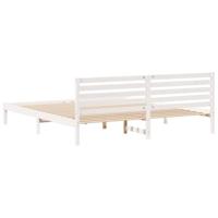 Bedframe met hoofdeinde Wit 180 x 210 cm Massief grenenhout - thumbnail