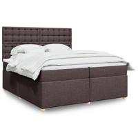 Boxspring met matras stof donkerbruin 200x200 cm - thumbnail