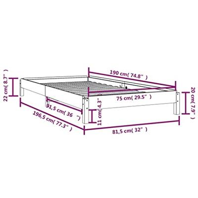 Bed stapelbaar 75x190 cm massief grenenhout zwart