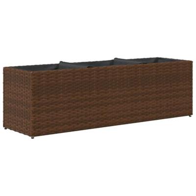Plantenbakken met 3 potten 2 st 105x30x32 cm poly rattan bruin