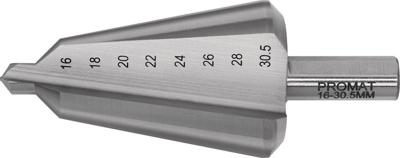 Promat/Tecwerk Getrapte plaatboor | boorbereik 16-30,5 mm | HSS totale lengte 76 mm | snedeaantal 2 - 4000862033