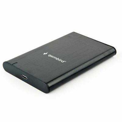 USB 3.1 2.5&apos; SATA HDD/SSD behuizing met USB-C poort, geborsteld aluminium, Zwart
