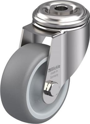 Blickle 574178 RVS apparaat-/zwenkwiel met boutgat, Ø 80 mm, glijlagers Blickle 574178 RVS apparaat-/zwenkwiel met boutgat, Ø 80 mm, glijlagers