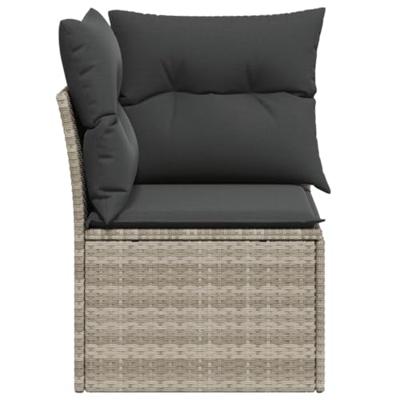 Tuinhoekbank met kussens poly rattan lichtgrijs - thumbnail