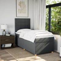 Boxspring met matras stof donkergrijs 90x190 cm - thumbnail